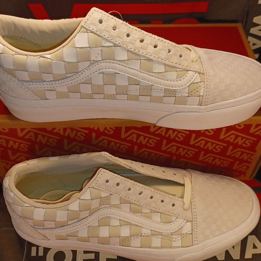 VANS Old Skool Platform Woven Leather Blanc de Blanc Womens10.5/Men9 VN0A5KX99GY